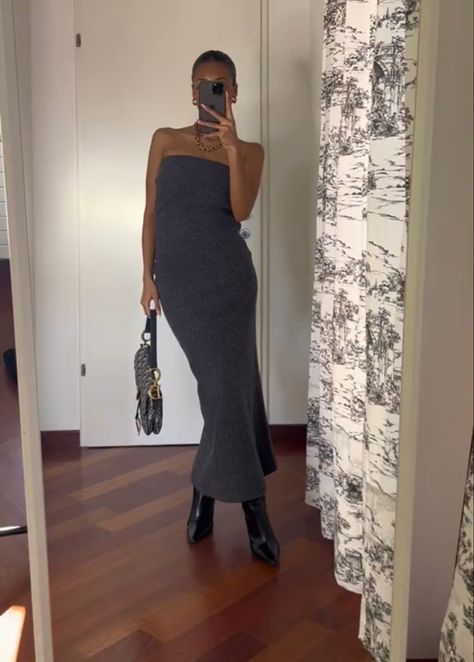 Gray Dress Outfit Winter, Gray Dress Outfit, Grey Dress Outfit, Dress Outfit Winter, Future Clothing, Gray Outfits, Modest Dressing, Corporate Baddie, Work Fits