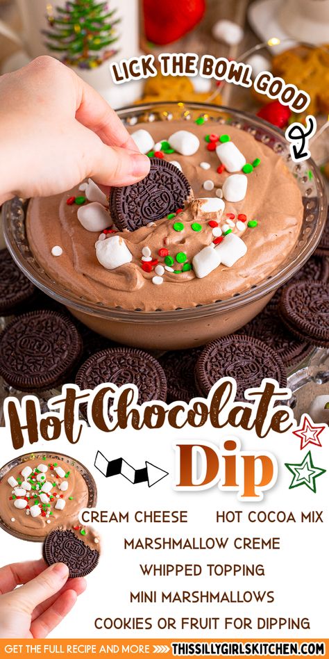 Hot Chocolate Dip Recipe, Hot Chocolate Dip, Chocolate Dip Recipe, Christmas Dip, Chocolate Dip, Hot Cocoa Mix, Holiday Appetizer, Sweet Dips, Marshmallow Creme