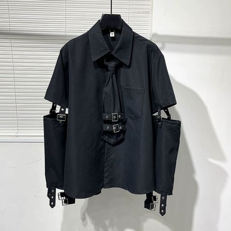 45760813334783|45760813367551|45760813400319 Chain Shirt, Pants Chain, Punk Streetwear, Techwear Pants, Techwear Fashion, Custom Leather Jackets, Metal Shirts, Loose Outfit, Fashion Design Clothes