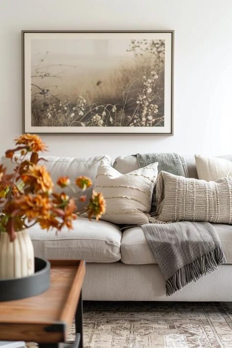 How To Hang Art Above A Couch: Visual Balance Tips Large Art Above Couch, Art Over Sofa, Art Above Couch, Visual Balance, Art Placement, Above Couch, Industrial Minimalist, Hang Art, How To Hang