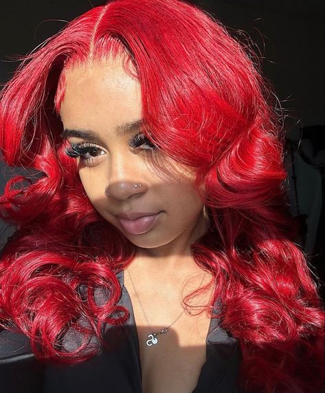 Layered Hairstyles Medium, Red Lace Wig, Sleek Hairstyle, Types Of Hair Color, Hairstyles Medium Length, Frontal Wig Hairstyles, Medium Length Hairstyles, Vibrant Hair, Black Hair Extensions