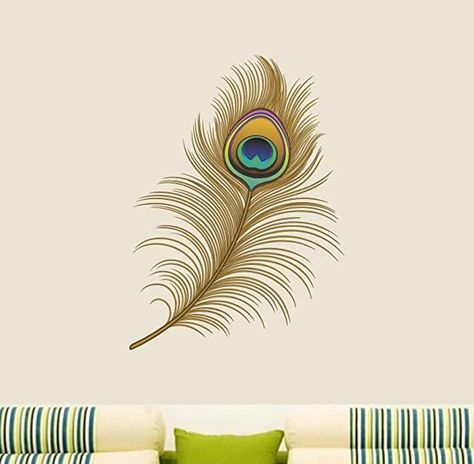 Amazon.com: feather wall decal Wall Painting Ideas Indian, Modern Wallcovering, Feather Wall Decal, Warli Painting, Spa Studio, Indian Wall Art, Feather Texture, Dresses Traditional, Asian Paints