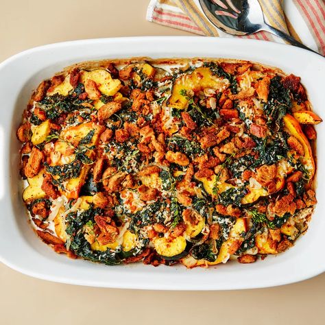 Squash Gratin, Cranberry Walnut Bread, Freezing Kale, Creamed Kale, Bon Apetit, Country Bread, Asiago Cheese, Cheap Dinners, Acorn Squash