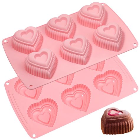 PRICES MAY VARY. FOOD GRADE SILICONE HEART MOLD: BPA-free, safe & reusable. Designed for direct contact with food and is easy to pop your baked goods out to coo INCLUDES: 2 pieces of Webake heart shape cake pan. Makes 6 individual cakes at once, each cavity measures 2.8" wide x 1.4" height. DESSERTS CONVEY LOVE: Heart molds silicone is perfect for valentine’s day, holidays, engagements, bridal showers, anniversaries, or making snacks for a special someone. SET YOUR CREATIVITY FREE: Heart baking Tiered Heart Cake, Making Snacks, Heart Cake Pan, Romantic Treats, Heart Baking, Heart Shaped Cake Pan, Heart Shaped Cake, Shaped Cake Pans, Shape Cake