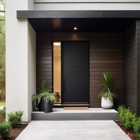 7+ Creative Front Door Porch Ideas to Welcome You Home • 333+ Images • [ArtFacade] Black Modern Front Door Lowe's, Entrance Lobby Design, White Front Door, Rustic Front Door, Vintage Rocking Chair, Front Door Porch, Rustic Porch, Geometric Lighting, Lobby Design