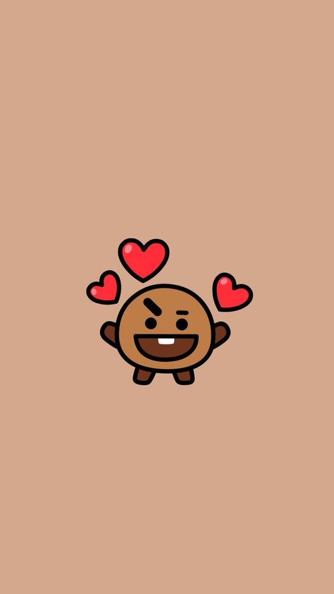 Brown Shooky BT21 wallpaper with hearts Chimmy And Shooky Bt21, Bt21 Shooky Wallpaper, Koya Bt21 Wallpaper, Yoongi Cartoon, Cooky Bt21 Wallpaper, Wings Photoshoot, Shooky Bt21, Seokjin Wallpaper, Bts 21