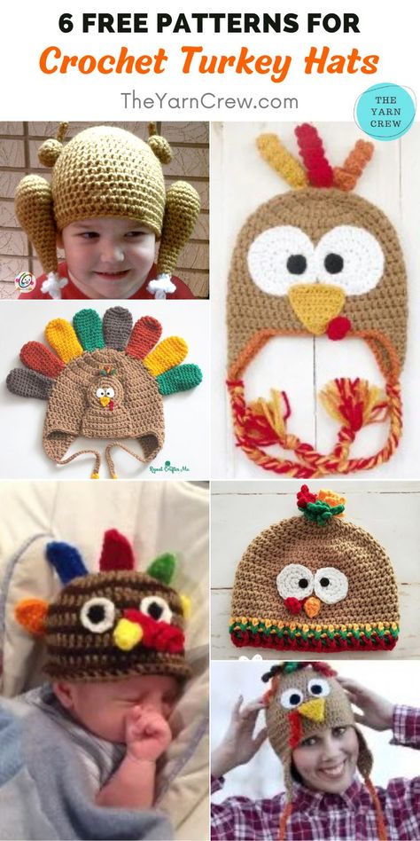 Baby Turkey Hat, Crochet Turkey Hat, Crochet Hat Pattern Free, Crochet Turkey, Hat Printable, Thanksgiving Hat, Thanksgiving Crochet, Baby Turkey, Turkey Hat