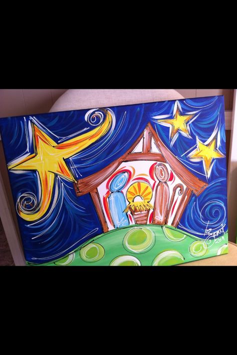 Nativity to paint with kids Whimsical Nativity Painting, Easy Holiday Paintings On Canvas, Kids Holiday Painting, Window Painting Ideas Christmas, Art Projects Christmas, Painting Ideas Christmas, Window Painting Ideas, Paintings Christmas, Do It Yourself Decoration