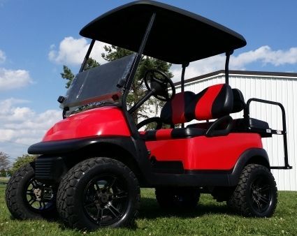 48V Red Lifted Electric Golf Cart Club Car Precedent Yamaha Golf Carts, Golf Carts For Sale, Electric Golf Cart, Beach Buggy, Golf Cart, The Neighborhood, Golf Swing, Golf Carts, Birthday Gift Ideas