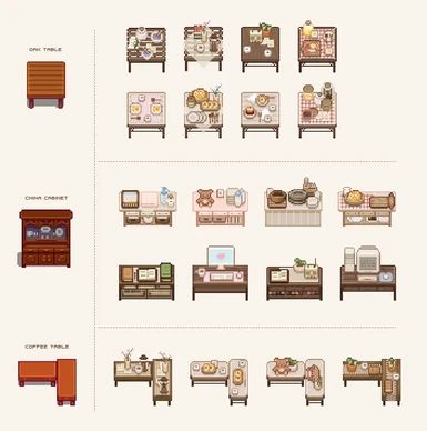 Stardew Valley Layout, Stardew Valley Tips, Stardew Valley Farms, Star Valley, Stardew Valley Fanart, Mod Furniture, Living Off The Land, Stardew Valley, Table Decor