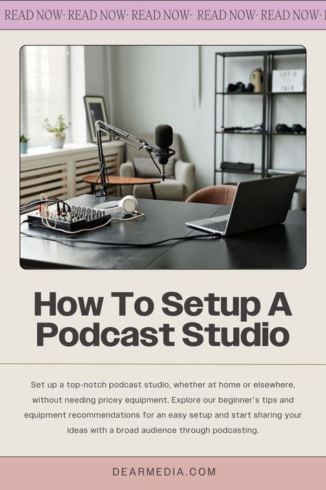 Eager to start your podcasting journey? Discover the essentials of creating a stellar podcast studio! You don't need fancy equipment—just passion and a setup that works for you. Let's dive into the tips and tricks for setting up your perfect podcasting space. #PodcastMagic #StudioSetup #PodcastTips Beginner Podcast Equipment, Podcast Home Studio, Home Podcast Studio Setup, Podcasts Equipment, Video Studio Setup, Podcast Set Up, Podcast Setup Home, Podcast Setup Ideas, Podcast Studio Aesthetic