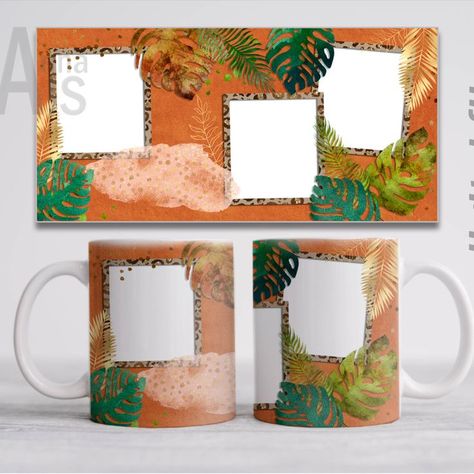 Coffee Cup Template, Orange Mug, Cup Template, Leaves Png, Orange Mugs, Beautiful Birthday Cards, Tropical Background, Mug Template, Printed Cups