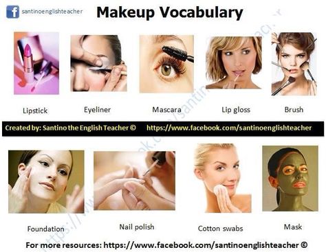 Makeup Vocabulary, New Words In English, Makeup Names, Phrasal Verb, 3 Kings, Vocabulary Lessons, Picture Dictionary, Esl Lessons, Visual Learning