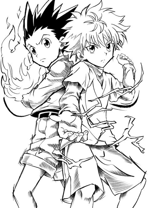 Hunter X Hunter Lineart, Hunter Hunter Drawings, Hunter X Hunter Black And White, Manga Panels To Draw, Hunter X Hunter Sketch, Hairdressing Tattoos, Hunter X Hunter Tattoo Ideas, Hunter X Hunter Drawing, Gon Fanart