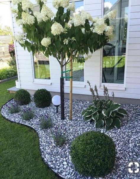 Lighten The Scene White Rock Landscaping Ideas Curb Appeal Landscape, Front Yards Curb Appeal, Small Front Yard Landscaping, Front Yard Design, Flower Garden Design, Front Landscaping, Stylish Art, Front Yard Garden, Backyard Fences