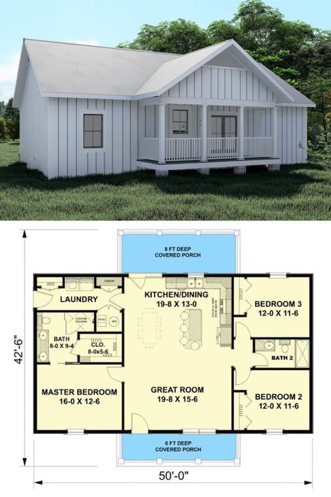 Small Cottage House Plans, Little House Plans, Small House Floor Plans, Building Plans House, Tiny House Floor Plans, Cottage Plan, Country House Plan, Ranch House Plans, Barn Style House