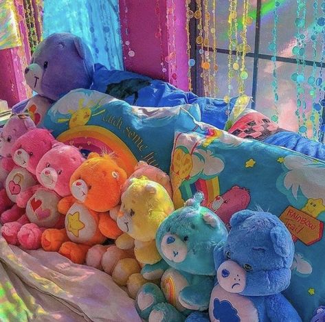 Rainbow Aesthetic, Wallpaper Iphone Disney, Kid Core, Cute Stuffed Animals, Care Bear, Indie Kids, Care Bears, Disney Drawings, Vintage Toys