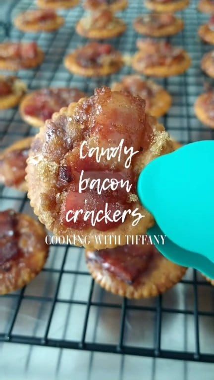 Candy Bacon Crackers #bacon #homemadesnacks #crackers #brownsugar #easyrecipe #holidayvibes #fall | Cooking with Tiffany | Cooking with Tiffany · Original audio Candied Bacon Ritz Crackers, Club Cracker Bacon Brown Sugar, Cracker Bacon Brown Sugar, 12 Tomatoes Candied Bacon Crackers, Candy Bacon Crackers, Bacon Crackers (aka Pig Candy Crackers), Bacon Cracker, Party Mix Snacks, Bacon Appetizers