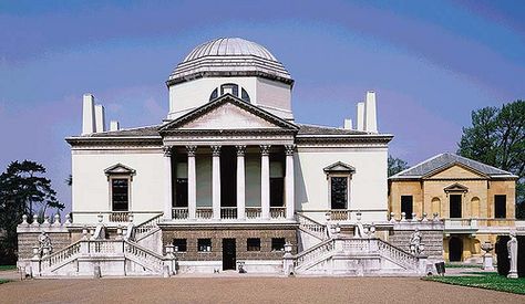 Chiswick House, London. Chiswick House is internationally renowned as one of the first and finest English Palladian villas. Lord Burlington who designed and built the villa from 1725 – 1729, was inspired by the architecture and gardens of ancient Rome and this house is a masterpiece. Architecture Exam, Chiswick House, Chiswick London, Neo Classical Architecture, British Architecture, Neoclassical Architecture, Roman Architecture, Tower House, Georgian Homes