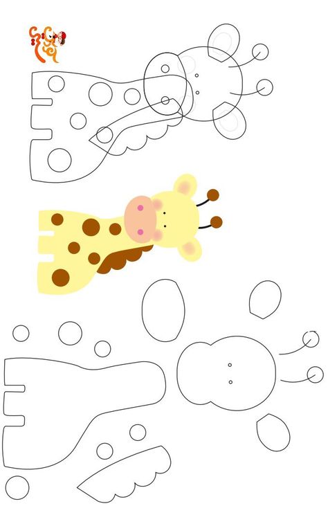 Felt Giraffe Pattern, Animal Templates Printable Free, Felt Toys Patterns, Felt Animal Patterns, Cartoon Giraffe, Idee Cricut, Felt Crafts Patterns, Felt Crafts Diy, Needle Felting Tutorials