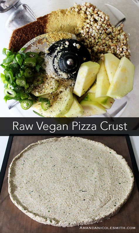 Raw Vegan Pizza with Zucchini Cheese | Amanda Nicole Smith Raw Vegan Pizza, Vegan Pizza Crust, Raw Vegan Recipes Easy, Raw Vegan Dinners, Amanda Nicole, Zucchini Cheese, Raw Vegan Diet, Nicole Smith, Resep Diet