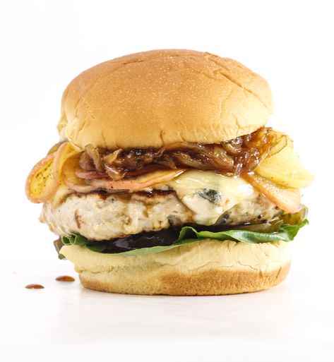 Rachael's Apple-Dijon Turkey Cheeseburgers with Caramelized Onions Rachel Ray Recipes, Best Burger Recipe, Rachael Ray Recipes, Rachel Ray, Turkey Dishes, Turkey Burger, Turkey Burgers, Minced Meat, Sharp Cheddar