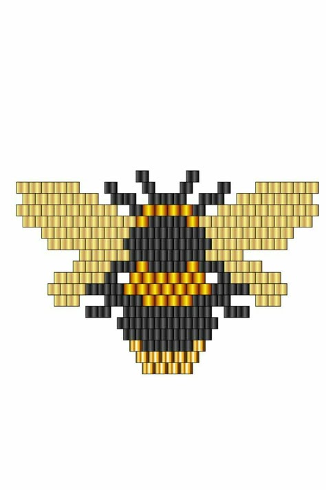 Beaded Bumble Bee Pattern, Beads Animals Patterns, Pixel Art Bee, Beaded Bumble Bee, Beads Animals, Bumble Bee Earrings, Diy Seed Bead Earrings, Brick Stitch Pattern, Bee Earrings