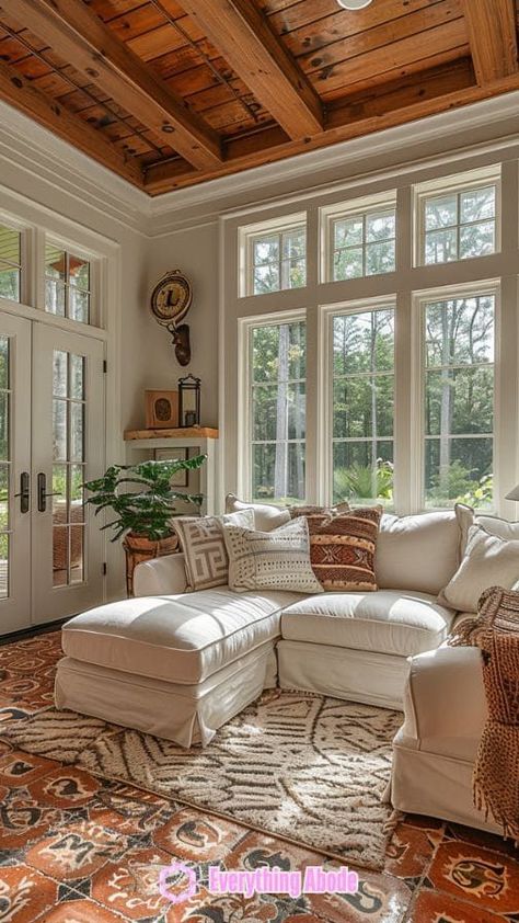 Create the Perfect Sunny Living Room: Furniture and Decor Ideas

Cozy up your **dream apartment** with these sunny, stylish **living room decoration** ideas. Create a welcoming, light-filled space! 🏡💛 #WarmAesthetic #HomeDecor# Sunroom With Couch And Dining Table, Den With Lots Of Windows, Cathedral Sunroom Ideas, Sunroom Furniture Ideas Farmhouse, Four Season Sunroom Decorating Ideas, English Sunroom Interior, Shabby Chic Sunroom, Sunroom Den Ideas, Sun Porch Ideas Sunroom Addition 4 Season Room