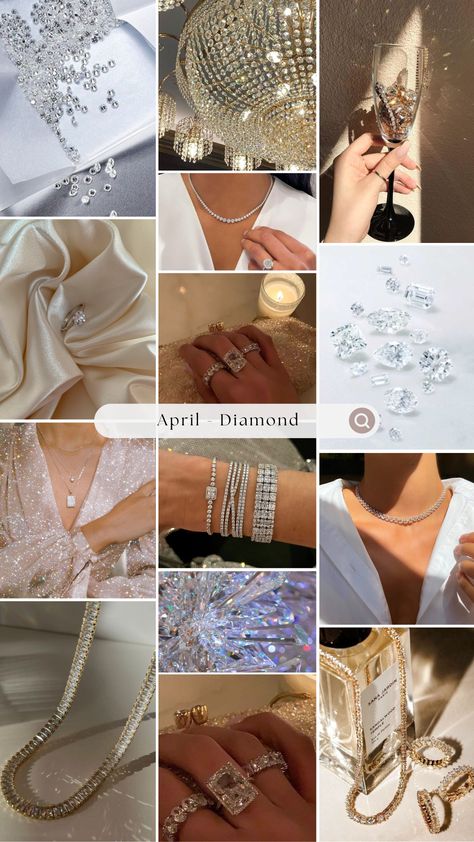 Diamond Birthstone Moodboard Crystal Mood Board, Diamond Aesthetic Wallpaper, Diamond Aesthetic, Birth Month Stones, Jewelry Mood Board, Birth Stones, Vision Board Wallpaper, Color Boards, Diamond Birthstone