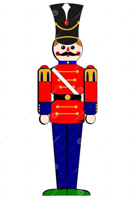 Isolated Toy Wooden Soldier Stock Vector - Illustration of uniform, doll: 7348960 Nutcracker Cartoon, Toy Soldier Christmas Cards, Painted Christmas Toy Soldier, Toy Soldiers Art, Christmas Toy Soldiers, Soldier Drawing, Vintage Toy Soldiers, Printable Christmas Ornaments, Christmas Soldiers