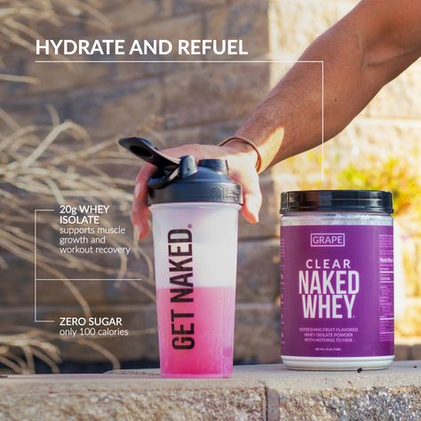 Enhance muscle growth and hit your protein goals with Clear Naked Whey. 🙌 ⁠ ⁠ This 100% whey isolate powder is lightly flavored to create a refreshing, high-protein beverage that is perfect for any time of day. ⁠ ⁠ Shop Clear Naked Whey with the link in our bio.⁠ ⁠ #proteinpowder #wheyisolate #wheyprotein #wheyproteinisolate #proteindrink #protein #fitstagram #fitfam #highprotein #proteinpacked Protein Beverage, Protein Goals, Whey Isolate, Whey Protein Isolate, Recovery Workout, Protein Drinks, 100 Calories, Time Of Day, Muscle Growth