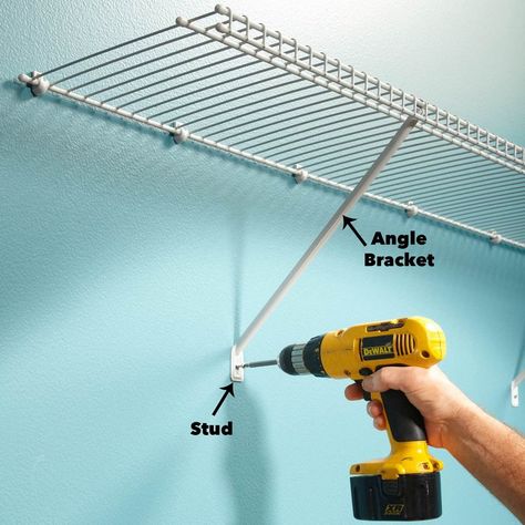 How to Install Wire Shelving for a Wire Closet System (DIY) Wire Closet Shelves, Wire Closet Systems, Diy Closet System, Pallet Deck Diy, Pallet Deck, Closet Maid, Wire Closet Shelving, Deck Diy, Closet Shelving