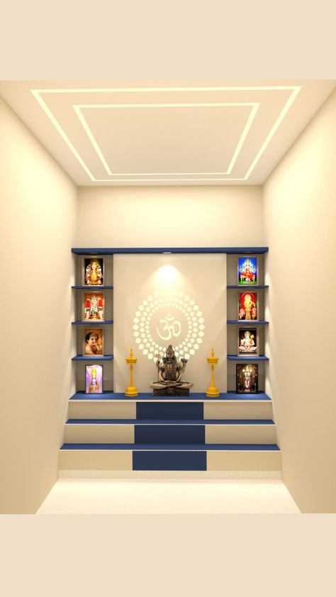 pooja Luxury Pooja Room Design, Room Mandir Design, Puja Room Design, Temple For Home, Pooja Door Design, Pooja Door, Crockery Unit Design, Down Ceiling Design, Unit Interior Design