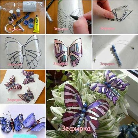 Water Bottle Crafts, Reuse Plastic Bottles, Diy Water Bottle, Plastic Bottle Flowers, Plastic Bottle Art, Diy Plastic Bottle, Recycled Bottle, Plastic Bottle Crafts, Butterfly Crafts