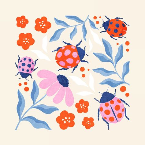 Embark on a journey of art with our guide to creating stunning ladybug illustrations. Discover secrets to enchanting art that buzzes with life and charm! Ladybug Illustration, Ipad Painting, Color Me Mine, Hello March, Ladybug Art, A Ladybug, Drawing Flowers, Illustration Ideas, Abstract Geometric Art