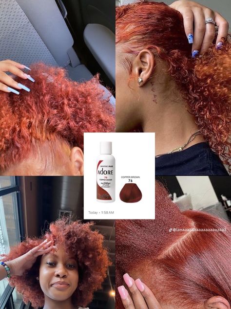 Adore Hair Dye, Dyed Curly Hair, Cute Hair Colors, Quick Natural Hair Styles, Ginger Hair Color, Dyed Hair Inspiration, Dyed Natural Hair, Quick Braided Hairstyles, Hair Twist Styles