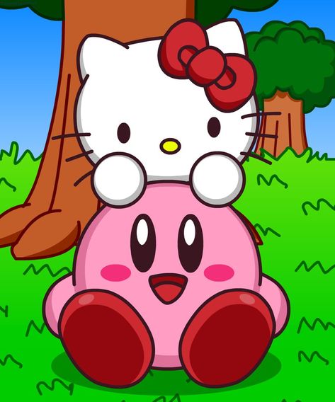 2 Couple this so cute or pretty nice!! Kirby         (C) 1992 Nintendo Hello Kitty (C) 1990 Sanrio Kirby And Hello Kitty, Disney Canvas Paintings, Hello Kitty Colouring Pages, Hello Kitty Images, Kitty Coloring, Hello Kitty Coloring, Hello Kitty Characters, Kitty Drawing, Cute Canvas Paintings