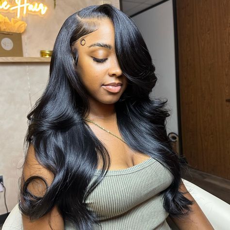 Side Parts Hair Styles, Side Part Quick Weave Curls, 2023 Side Part, Side Part Sew In With Leave Out, Sewin Closure, Sew In Curls, Weave Curls, Graduation Hair, Prom Hairstyle