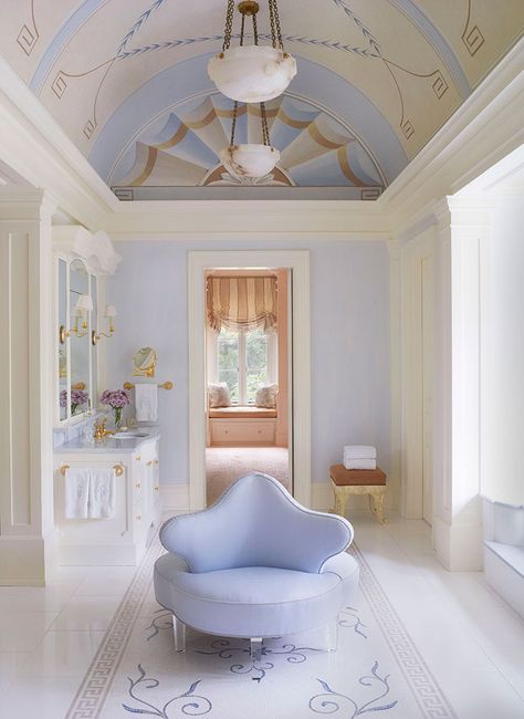 Grand Provencal - Love the blues! Ad100 Designers, Pantone 2016, Georgian Style Homes, Barrel Ceiling, Traditional Chic, Bunny Williams, Virginia Homes, Pastel Room, Subway Tiles