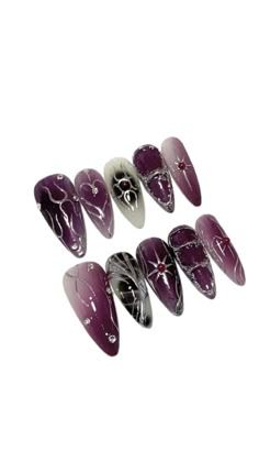 #BEAUTY ,#REALATIONSHIPS #Fashion #Outfits #Winter Outfits #Animals Nail Art Gothic Simple, Dark Whimsical Nails, The Craft Nails, Nail Inspo Dark Purple, Dark Nail Aesthetic, Dark Purple Y2k Nails, Goth Nails Purple, Purple Grunge Nails, Fall Nail Designs Purple