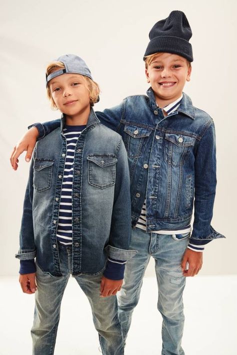 Roxane Zargham GAP Fall 2019 Kids Studio Editorial Bape Fashion, Boys Denim Shirt, Denim Campaign, Working In Fashion, Studio Editorial, Knitting Kids, Denim Photoshoot, Denim Editorial, Kids Studio