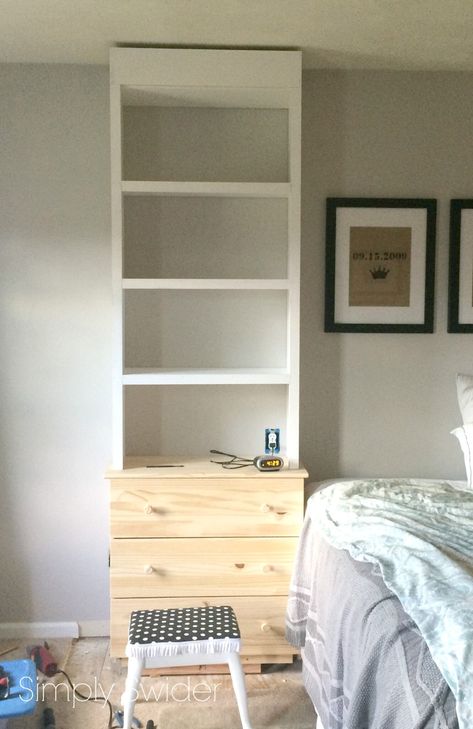 Ikea Small Bedroom, Ikea Tarva Hack, Tarva Hack, Ikea Bedroom Storage, Ikea Hack Bedroom, Ikea Tarva, Ikea Built In, Bedroom Built Ins, Ikea Bedroom