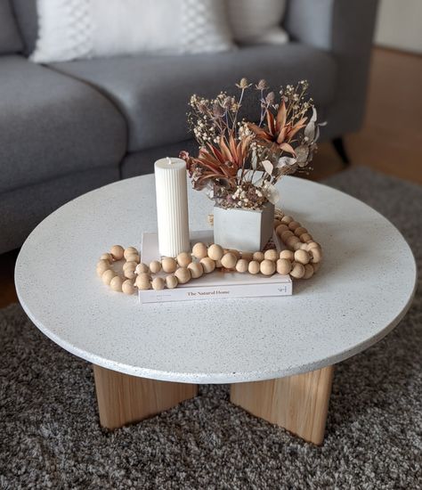 Lounge Room Styling Kmart, Kmart Decor Living Room, Kmart Coffee Table, Bunnings Diy, Coffee Table Hacks, Terrazzo Coffee Table, Kmart Decor, Centre Table Living Room, Kmart Home