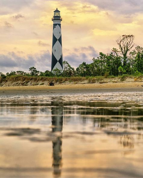 Cape Lookout Lighthouse in North Carolina photographed by @jpotterphoto  Thanks for sharing Justin!… Cape Lookout Lighthouse, Choose To Shine, Weird Places, Lighthouse Pictures, Lighthouse Keeper, Ice Water, Nature Scenery, Light Houses, Pure Michigan