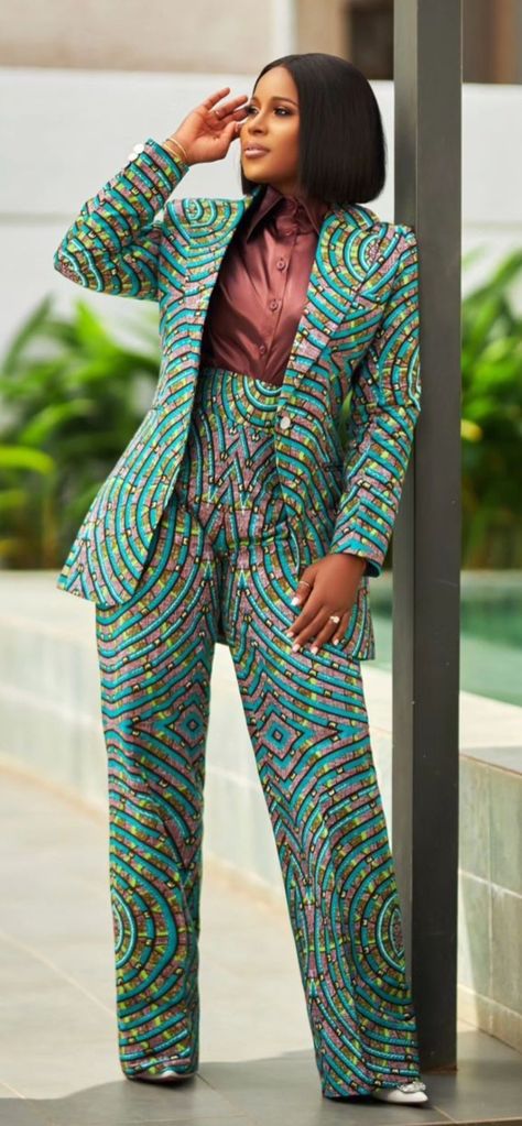 African Print Suits For Women, Kitenge Trouser Suits For Ladies, African Office Wear For Women, Ankara Blazers For Ladies, Ankara Suits For Ladies, Ankara Blazers For Women, African Print Suits, African Pants Suit, Ethnic Skirts