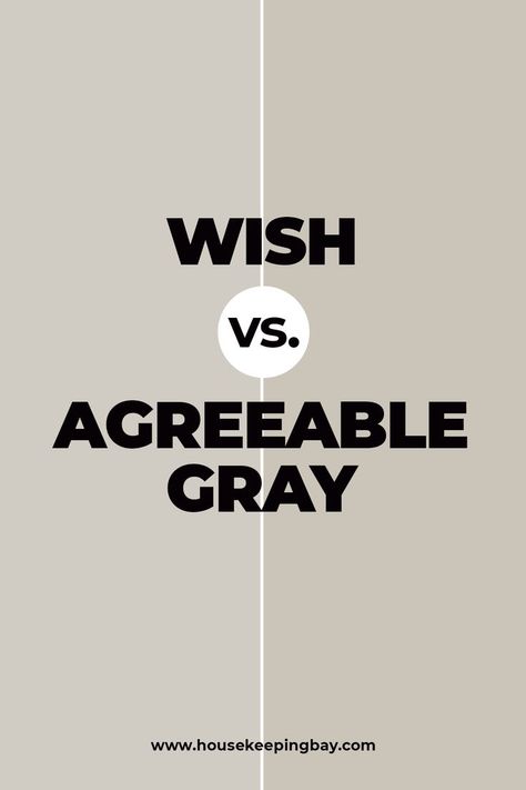 Wish vs. Agreeable Gray These paint colors look pretty similar, but if you take a closer look, you will see that Agreeable has more prominent beige tints in it with a slight hint of purple undertones. Wish, on the other hand, looks a little bit cooler revealing more greyish tints. Find more recommendations about Wish vs. Agreeable Gray in our blog! Benjamin Moore Wish Paint Color, Benjamin Moore Wish, Exterior Living Room, Kitchen Exterior, Couch Rug, Coventry Gray, Stonington Gray, Office Paint Colors, Office Paint