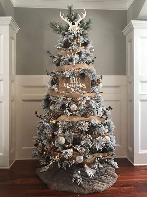 silver and white snow covered Christmas tree Silver And White Christmas Tree, Snow Covered Christmas Tree, Snow Christmas Tree, Snow Covered Christmas Trees, Christmas Tree Decoration Ideas, Snow Decorations, Tree Decoration Ideas, Xmas Tree Toppers, White Christmas Tree Decorations