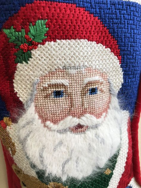 Santa Needlepoint, Needlepoint Inspiration, Needlepoint Santa, Christmas Needlework, Needlework Christmas, Christmas Needlepoint, Needlepoint Ideas, Organization Closet, Santa Beard