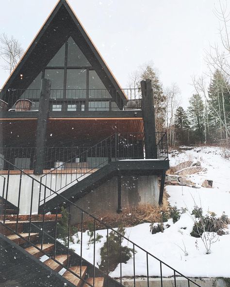 Casual Friday: Selling the Cabin plot & More - Chris Loves Julia House In The Snow, Frame Architecture, A Frame Cabins, A Frame House Plans, A Frames, Frame Cabin, A Frame Cabin, Frame House, A Frame House