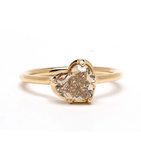 Heart Shaped Diamond Engagement Ring, Cross Heart, Moissanite Engagement Ring Solitaire, Diamond Heart Ring, Heart Shaped Diamond, Champagne Diamond, Engagement Ring Styles, Fine Jewels, Perfect Engagement Ring